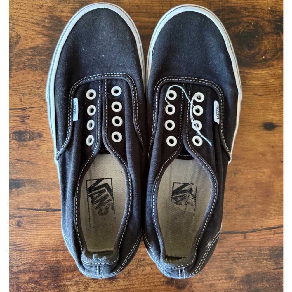 Vans Off The Wall Black Canvas Lace-Up Sneakers Mens US 5.5, Women’s US 7